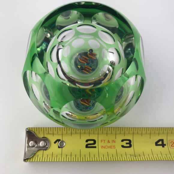 Perthshire 1983G Ducks in the Pond 3D Faceted Flash Overlay Hollow Paperweight - Picture 7 of 16